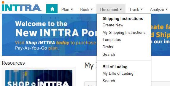 1 Shipping Instruction (Draft) INTTRA Guia passo-a-passo O site do INTTRA é 100% compatível com os navegadores - Internet Explorer 8 ou Mozilla