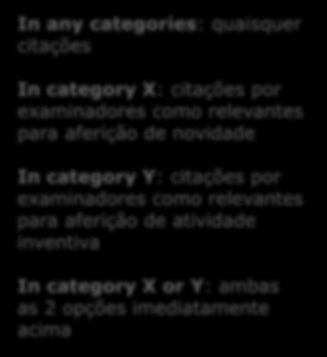 Nesse exemplo, vamos utilizar > Cited patents >> In any categories In category Y: citações por