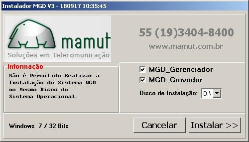 - Executar o arquivo MGD_Instalador.