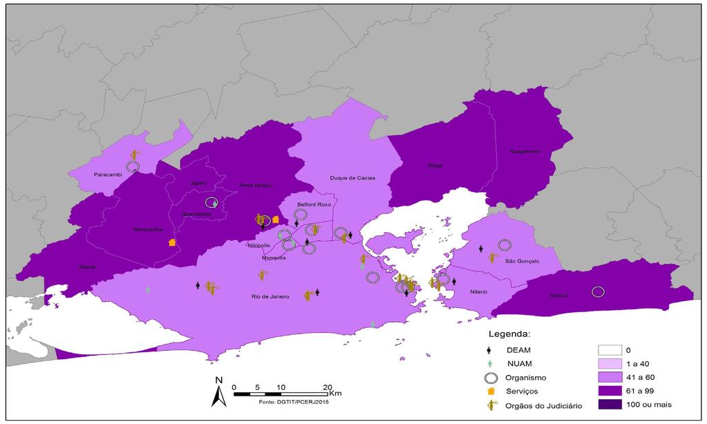 Dossiê Mulher 2016 63 Mapa 7: Taxa de violência sexual de mulheres segundo