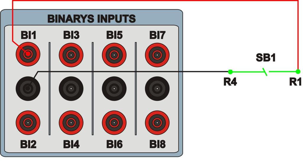 1.3 Entrada Binária Ligue a Entrada Binária do CE-6006 à saída binária do relé, BI1 ao pino R1 e o seu comum a R4, dessa maneira monitora-se o sinal de trip
