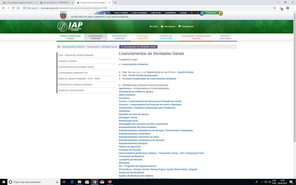 Licenciamento no Estado do Parana Acessar