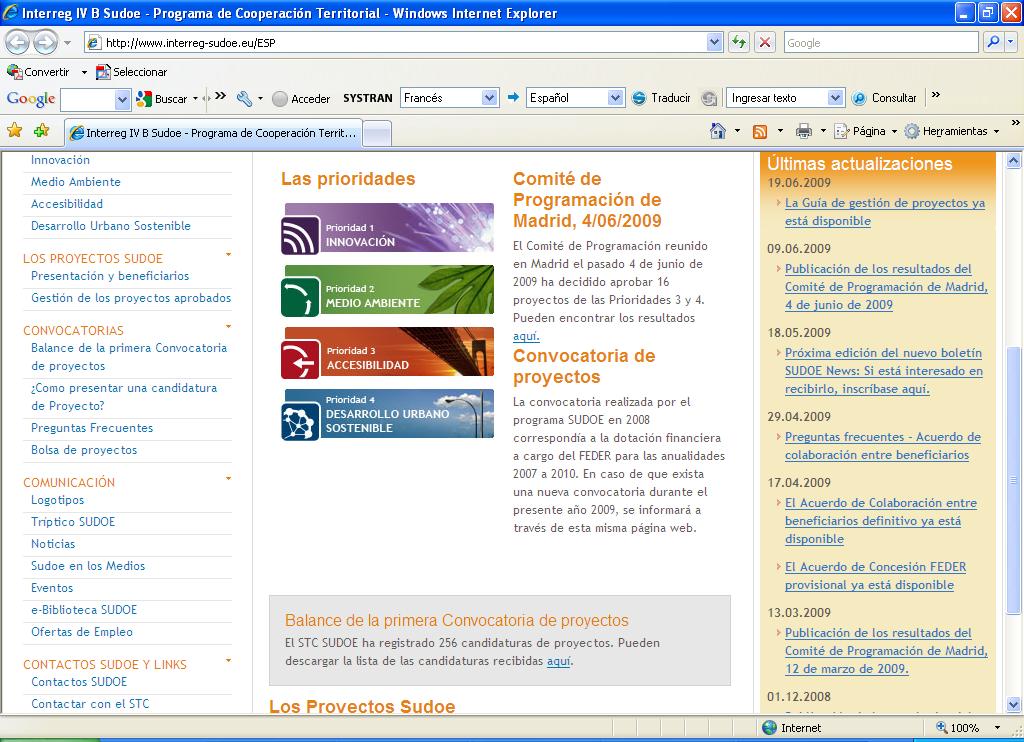 Página web programa: - Diferença convocatóriagestão de projectos.