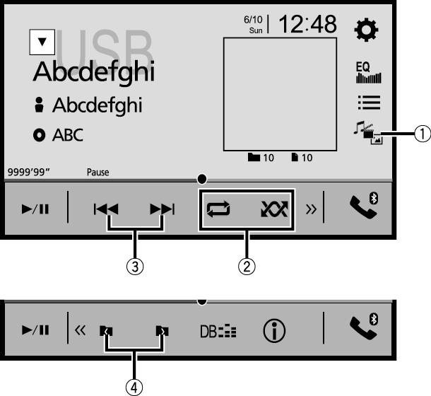 Operação de áudio Operação telefônica por Bluetooth Exibir o menu de conexão Bluetooth Trocar tipos de arquivo de mídia