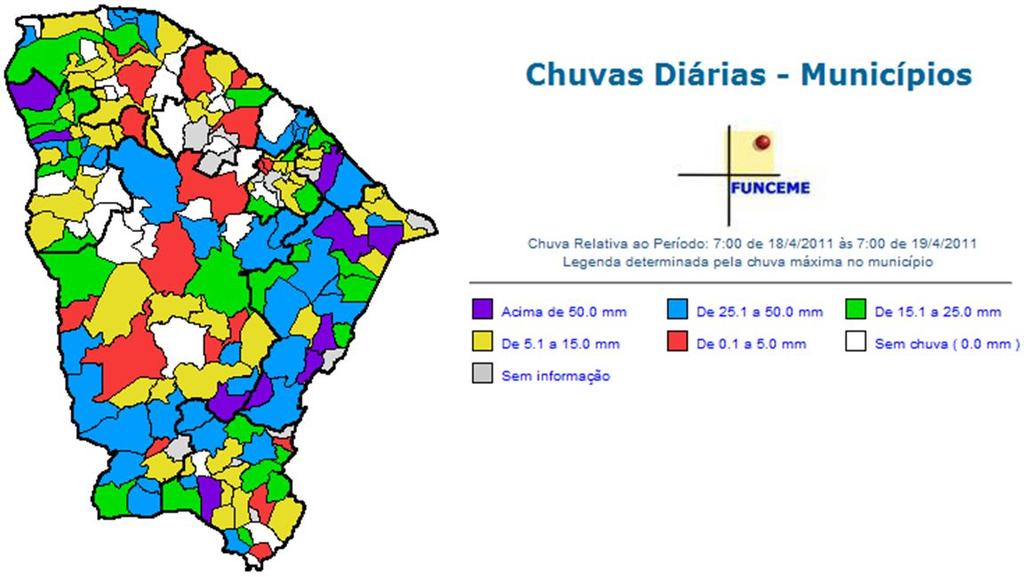 Altos índices pluviométricos foram observados na maioria das regiões do interior do Estado do Ceará, como mostra a Figura 2. (a) (b) Figura 1.