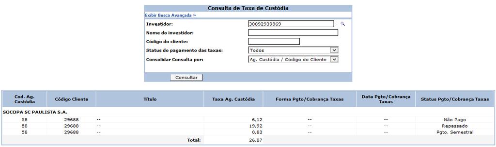 Provisionado: taxa ainda não recolhida pela B3, em função de retirada, transferência, mercado de