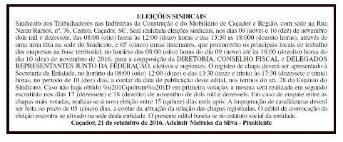 Eleições Sindicais Veículo: A Notícia - SC Seção: ***