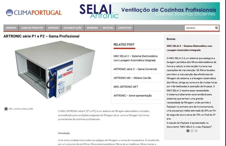 Filtragem Eletrostática, ARTRONIC P1 / P2 Linha: