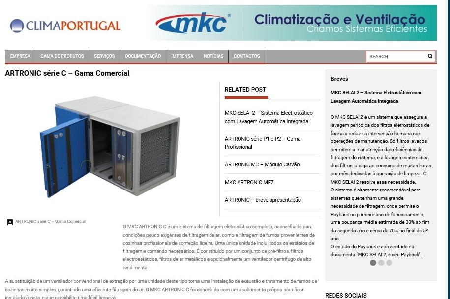 Filtragem Eletrostática, ARTRONIC C Linha: