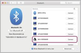 3 Registe o sistema de auscultadores utilizando o computador. 1. Selecione [ (System Preferences)] - [Bluetooth] na barra de tarefas da parte inferior direita do ecrã. 2.