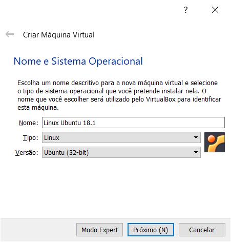 4) Na próxima tela configure como a imagem a seguir e clique em Próximo: 5) Na tela seguinte escolha a quantidade de memória que a VM irá