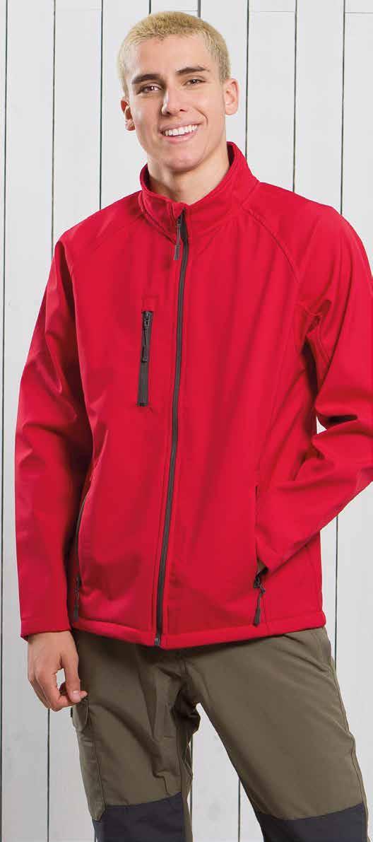 Ext: 95% polyester / 5% elastano Int: Full Zip Jacket. ide pockets. Three layers breathable membranes. Interior with polar fleece with stoppers. 300gsm. approx.