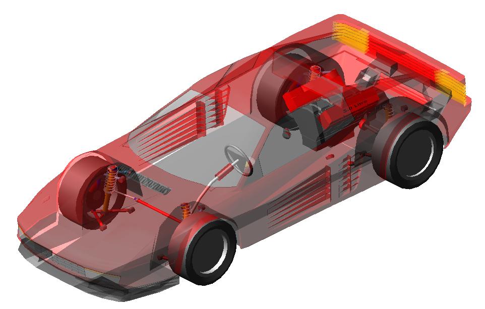 Figura 7 - Veículo MDI da biblioteca do software Adams/Car A Tabela 2 apresenta resumidamente as características do modelo que será utilizado como forma de comparação em algumas simulações deste