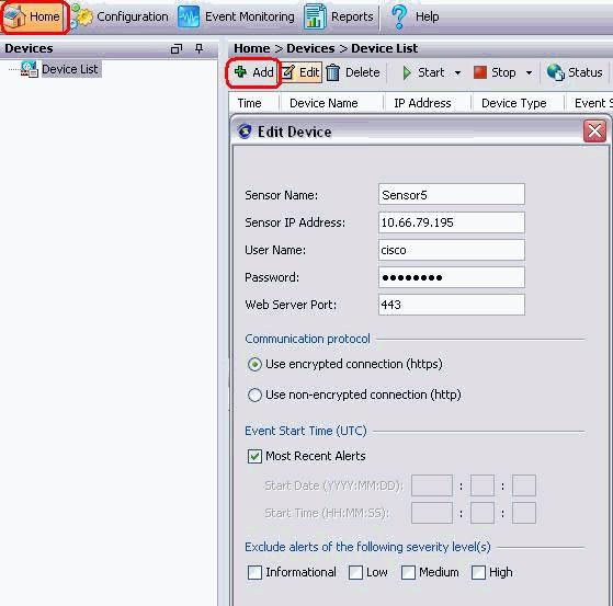 4. Escolha dispositivos > sensor5 a fim verificar o Status do sensor e clicar com o botão direito