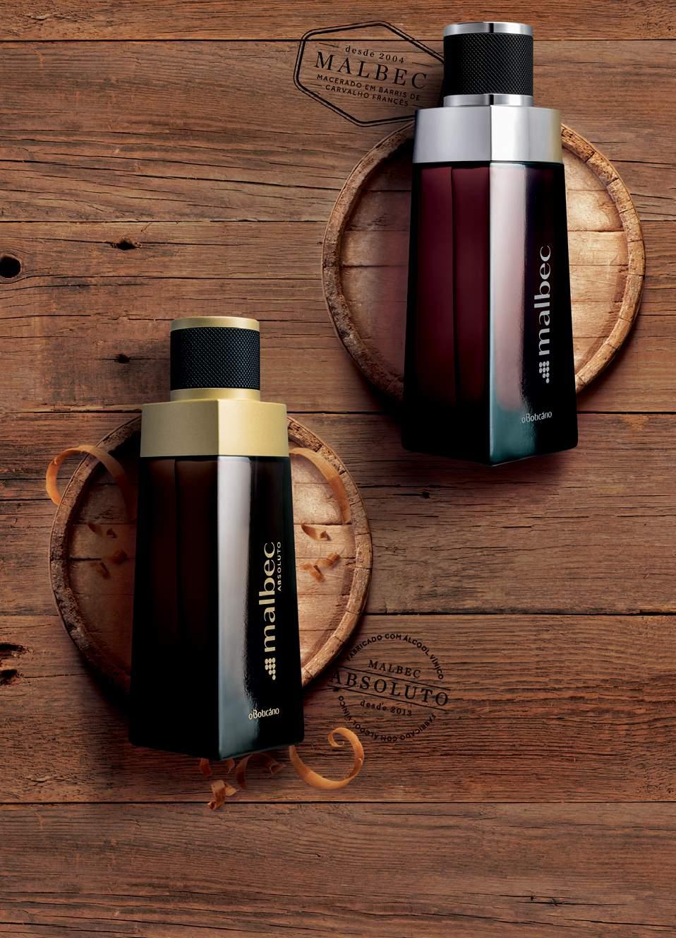 MALBEC A ESCOLHA DE HOMENS QUE DEIXAM SUA MARCA PERFUMARIA MALBEC ABSOLUTO COLÔNIA, 100 ml 75210 R$ 159,90 Uma fragrância intensa, com notas de couro, que traduz virilidade com sofisticação.