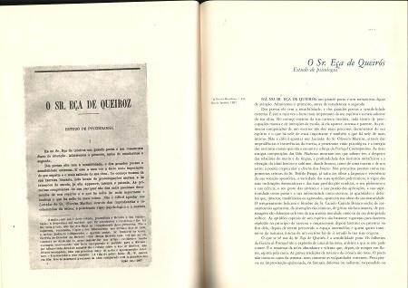 Moniz Barreto publica na Revista Brasileira, (Rio de Janeiro), em 1897, extenso artigo intitulado O SR. EÇA DE QUEIRÓS ESTUDO DE PSYCHOLOGIA PAG.