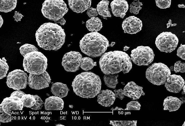 48 a b c d Figura 13: Imagem de elétrons secundários mostrando o aspécto do pó de Cr 3 C 2-25(Ni20Cr) no estado como