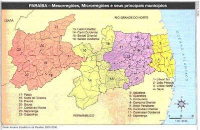 24 Figura 1: Divisão geográfica do estado da Paraíba por mesorregiões e microrregiões. Sertão Paraibano Agreste Mata Paraibana Borborema Fonte: http://professormarcianodantas.blogspot.com.