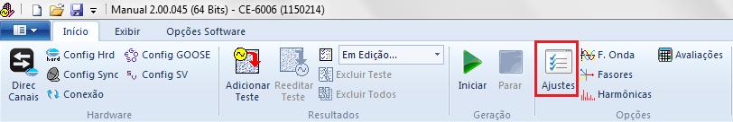 4.2 Configurando os Ajustes Ao abrir o software a tela de Ajustes abrirá automaticamente (desde que a opção Abrir Ajustes ao Iniciar encontrado no menu Opções Software esteja selecionada).