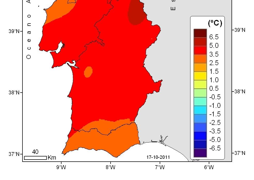 Assim, na 1ª década os valores da temperatura média variaram entre 16.3ºC em Penhas Douradas e Lamas de Mouro e 24.