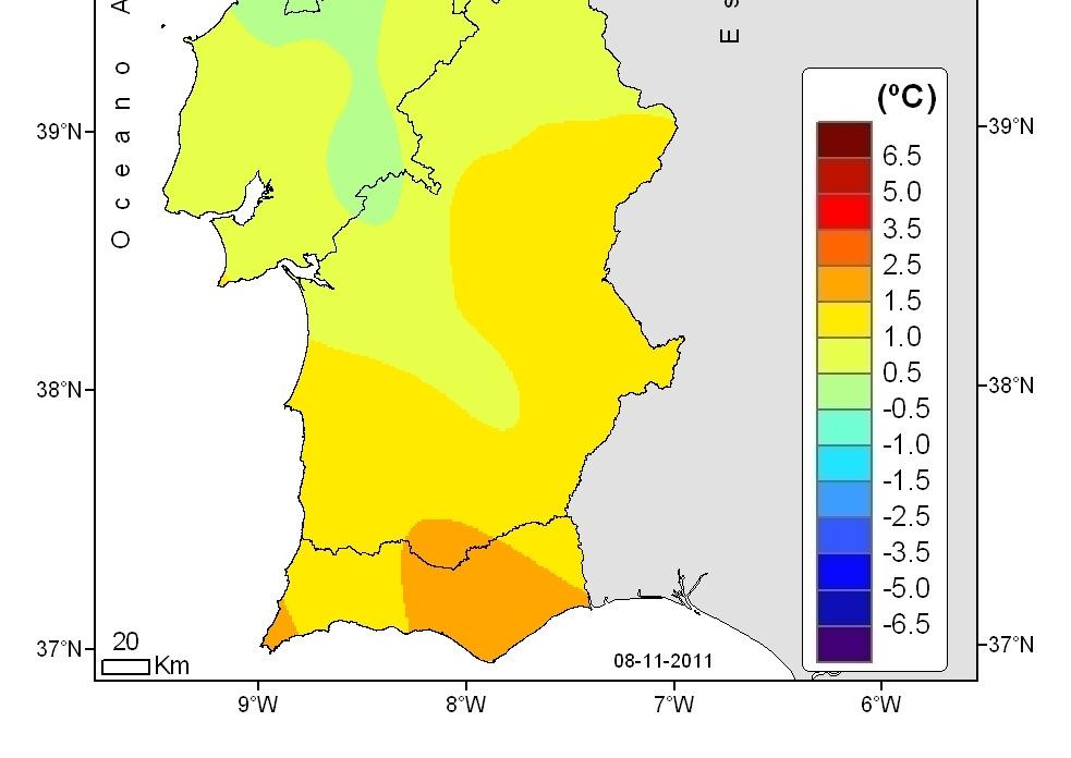 7ºC em Faro e os desvios variaram, entre -1.4ºC em Chaves e +2.0ºC em Faro. 1ªd. 1ªd. 2ªd. 2ªd. 3ªd.