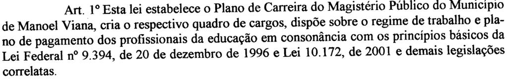 20 O Regime Jurídico Único dos profissionais da educação é o mesmo dos demais servidores do Município, observadas as disposições específicas desta Lei.