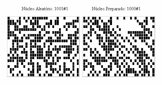 A Figura 55 apresenta as evoluções geradas utilizando-se um reticulado inicial nulo e a Figura 56 apresenta a evolução a partir de um reticulado inicial