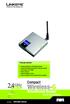 24, GHz. Wireless-G. Compact. Broadband Router. Modelnr. Installationsvejledning. 802.11g WRT54GC (EU/LA) Package Contents
