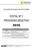 EDITAL Nº 1 PROCESSO SELETIVO 2016