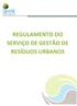 REGULAMENTO DO SERVIÇO DE GESTÃO DE RESÍDUOS URBANOS