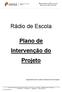 Rádio de Escola. Plano de Intervenção do Projeto