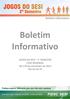 Boletim Informativo. JOGOS DO SESI 2 SEMESTRE FASE REGIONAL 08 e 09 de novembro de 2014 Rio do Sul SC