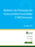 Boletim de Proteção do Consumidor/Investidor CVM/Senacon