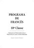 PROGRAMA DE FRANCÊS. 10ª Classe