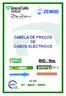 TABELA DE PREÇOS DE CABOS ELÉCTRICOS