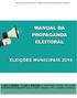 TRIBUNAL REGIONAL ELEITORAL DO AMAZONAS - COMISSÃO DE FISCALIZAÇÃO DA PROPAGANDA ELEITORAL - ELEIÇÕES 2016