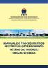 MANUAL DE PROCEDIMENTOS REESTRUTURAÇÃO E REGIMENTO INTERNO DAS UNIDADES ORGANIZACIONAIS