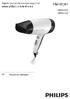 Hairdryer. Register your product and get support at  HP4962/22 HP4961/22. Manual do utilizador