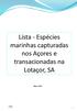 Lista - Espécies marinhas capturadas nos Açores e. transacionadas na Lotaçor, SA