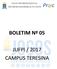 JOGOS UNIVERSITÁRIOS DA UNIVERSIDADE FEDERAL DO PIAUI BOLETIM Nº 05 JUFPI / 2017 CAMPUS TERESINA