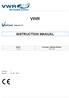 VWR INSTRUCTION MANUAL TABLET PC. European Catalogue Number TC