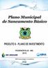 MUNICÍPIO DE PEDRINÓPOLIS Plano Municipal de Saneamento Básico Plano de Investimentos