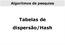 Algoritmos de pesquisa. Tabelas de dispersão/hash