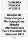 CHAMADA PÚBLICA Nº 2/2018. Seleção de Empresas para Participação na Missão Internacional à Feira Industrial de Hannover 2018