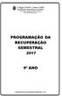 PROGRAMAÇÃO DA RECUPERAÇÃO SEMESTRAL 2017