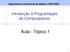Algoritmos e Estruturas de Dados I (DCC/003) Introdução à Programação de Computadores. Aula - Tópico 1
