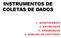 INSTRUMENTOS DE COLETAS DE DADOS 1. QUESTIONÁRIO 2. ENTREVISTA 3. OBSERVAÇÃO 4. ANÁLISE DE CONTEÚDO