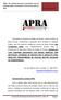 APRA PR. Entidade declarada e reconhecida como de Utilidade Pública. Lei Estadual , de 03 de julho de de janeiro de 2013