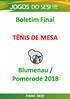 Boletim Final TÊNIS DE MESA