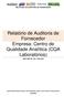 Relatório de Auditoria de Fornecedor Empresa: Centro de Qualidade Analítica (CQA Laboratórios)